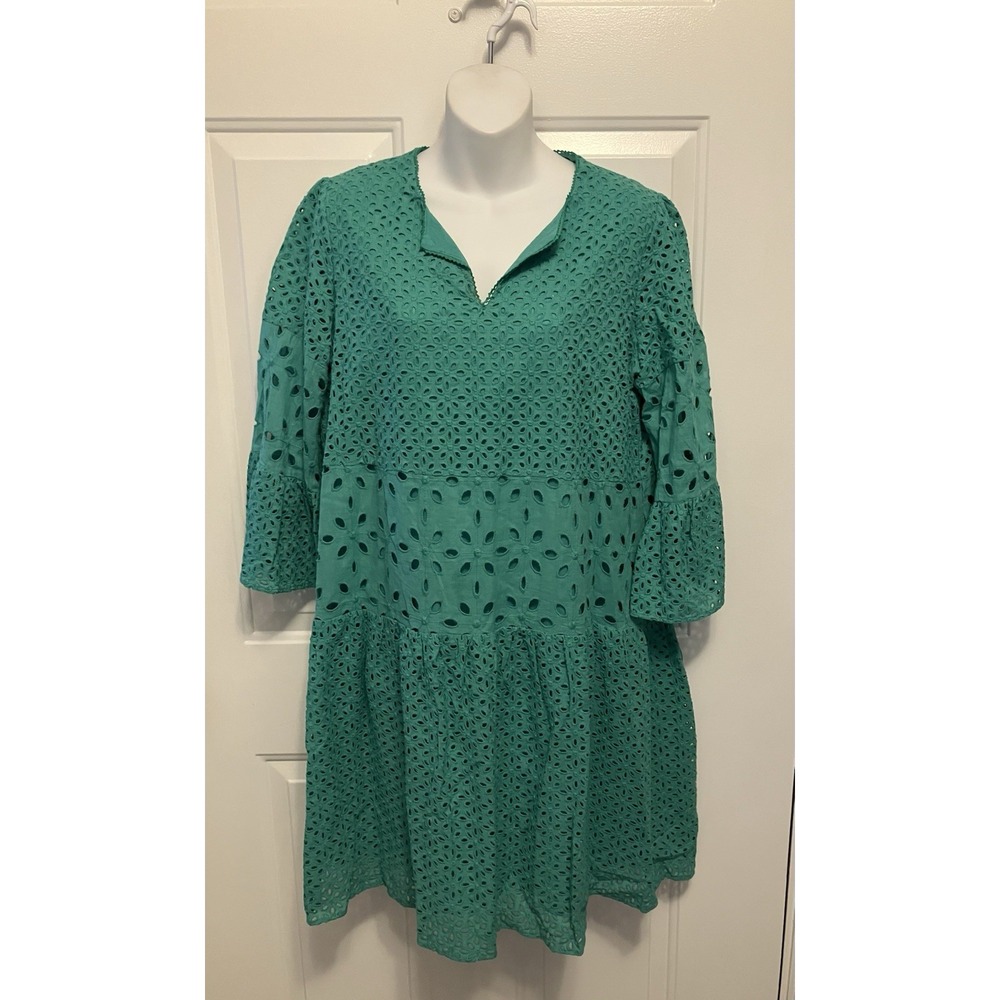 Tyler Böe Ingrid Eyelet Dress Women's Kelly Green Sz Medium
